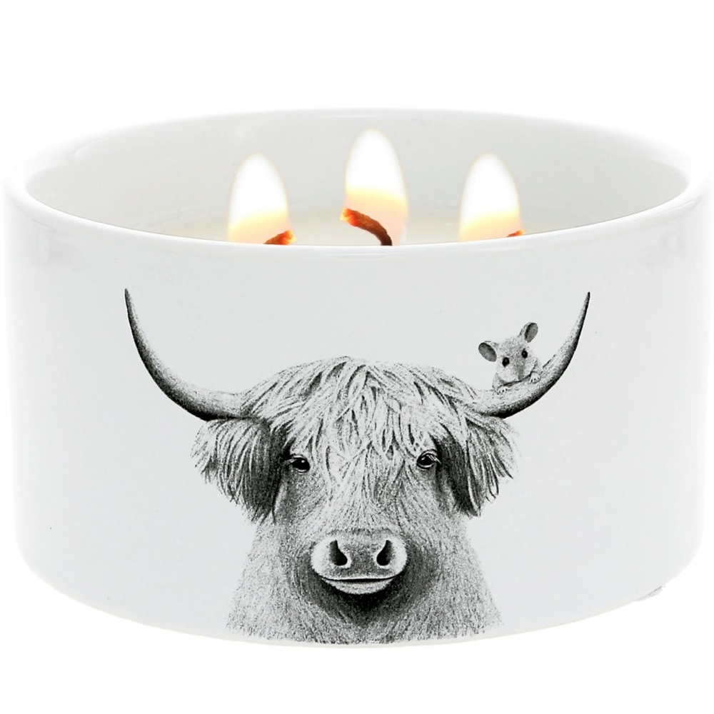Pavilion Gift Co. Highland Cow Wax Reveal 3-Wick 10 oz Soy Candle